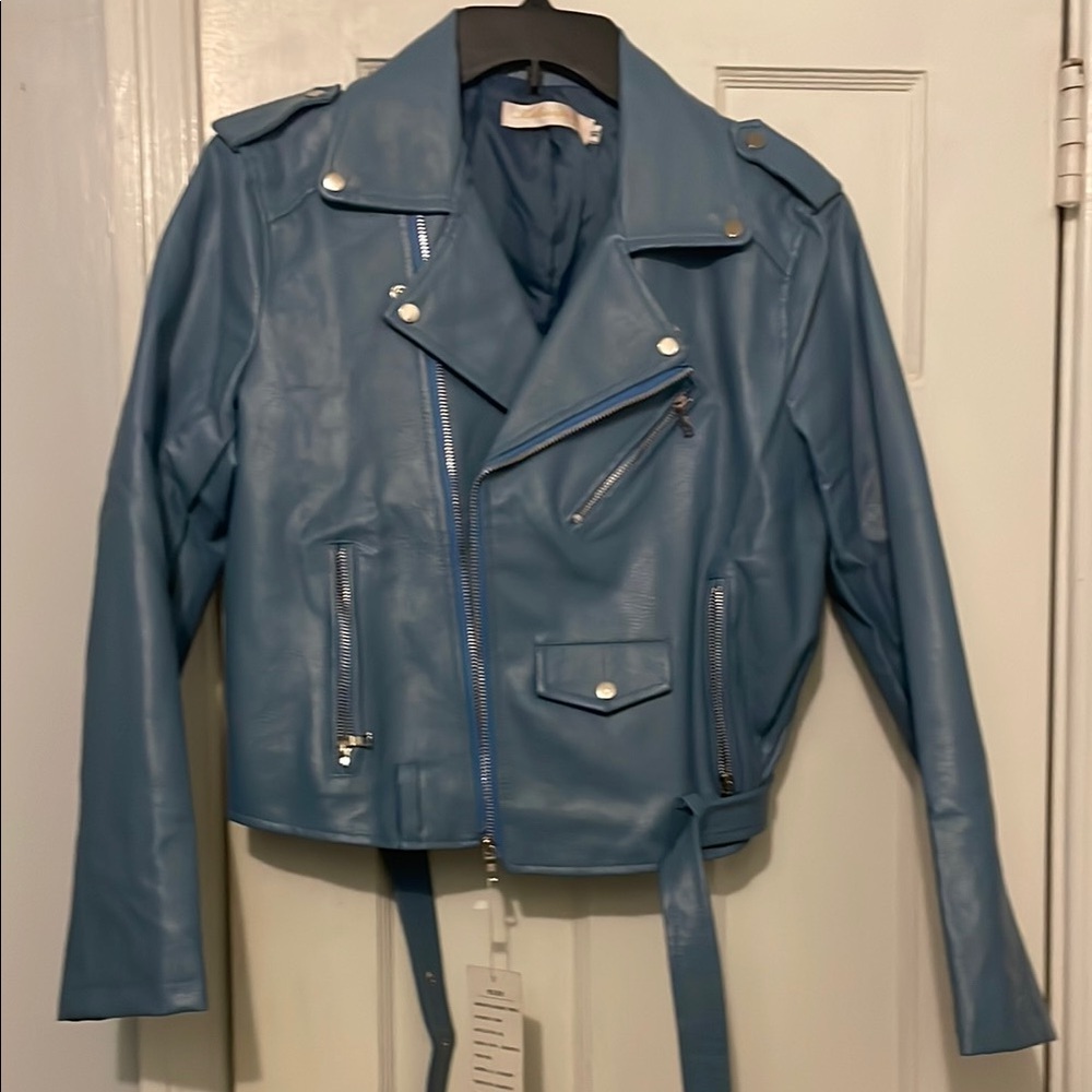 Blue Women's Leather Jacket